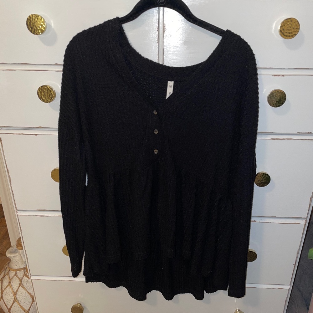 V-Neck Black Knit Top